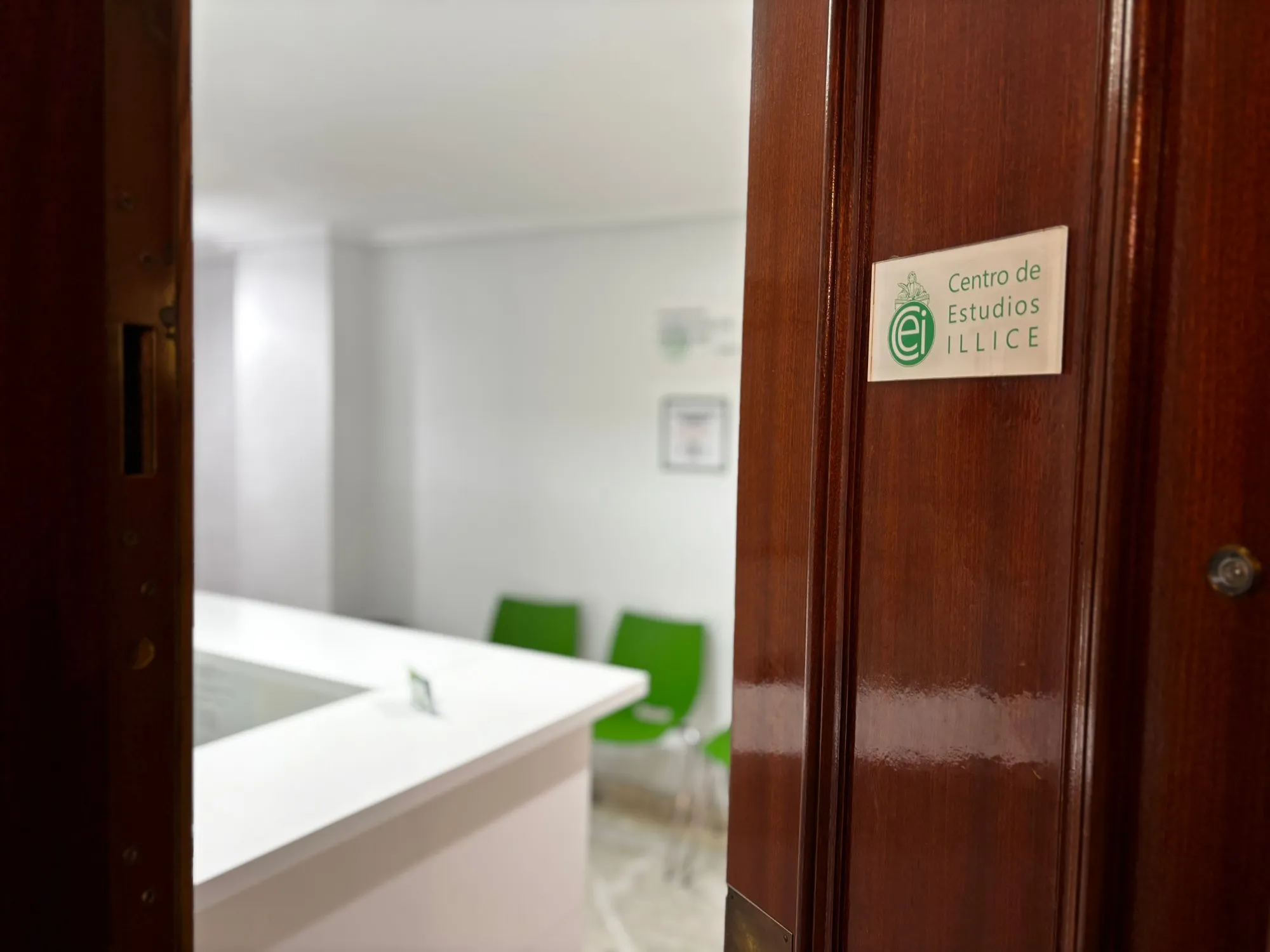 Puerta de la academia con la placa del centro